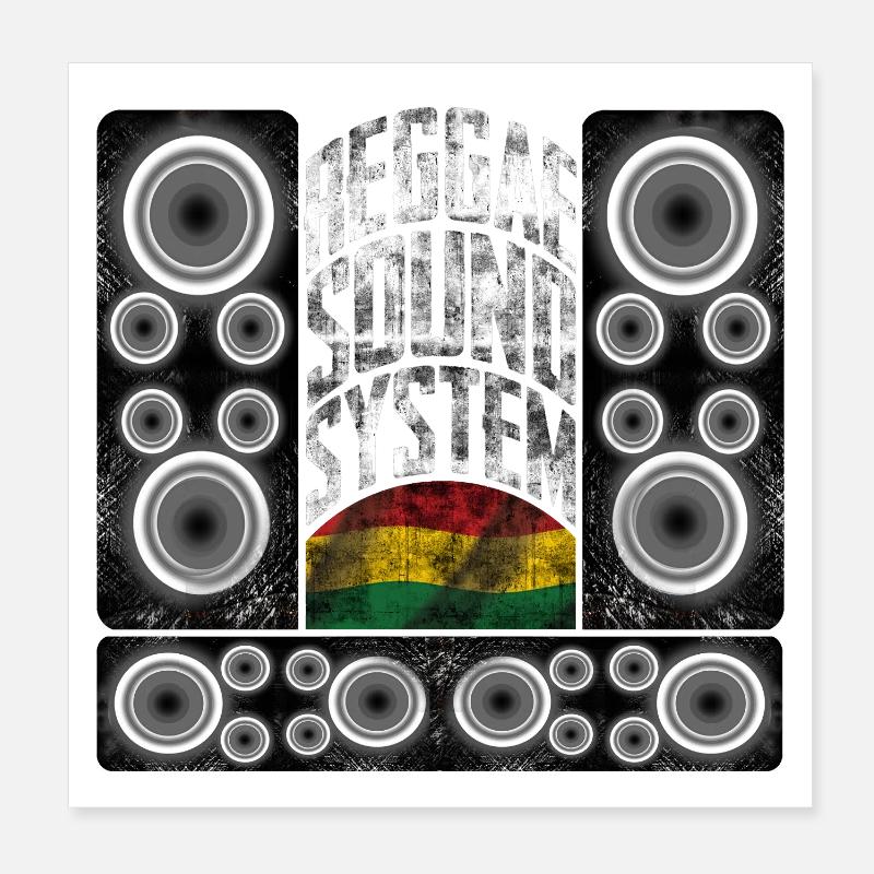 Reggae Sound System Design Poster 20x20 cm