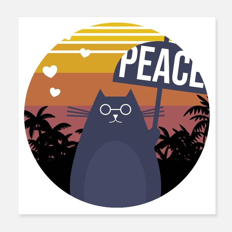 Cat Peace Poster 8" x 8" (20x20 cm)