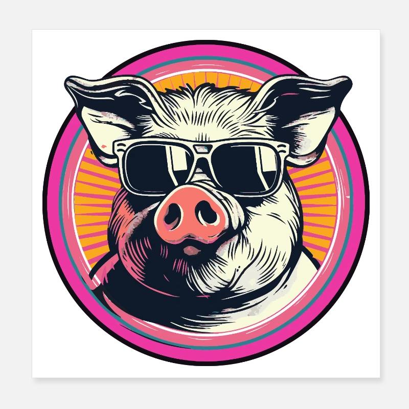 Coolres cochon avec lunettes de soleil Poster 20 x 20 cm