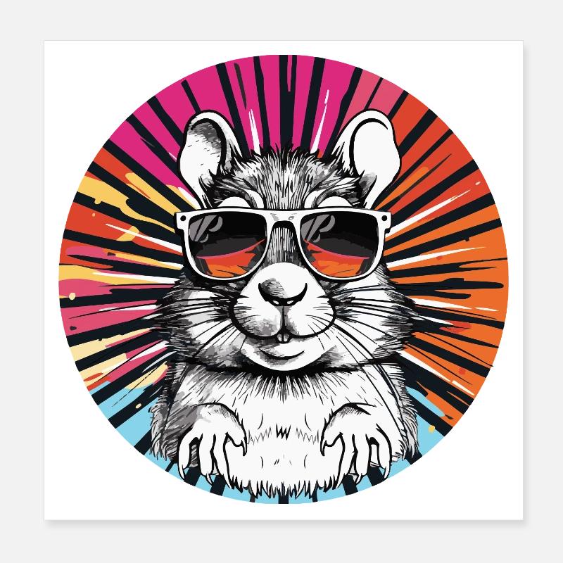 Hamster cool avec des lunettes de soleil Poster 20 x 20 cm