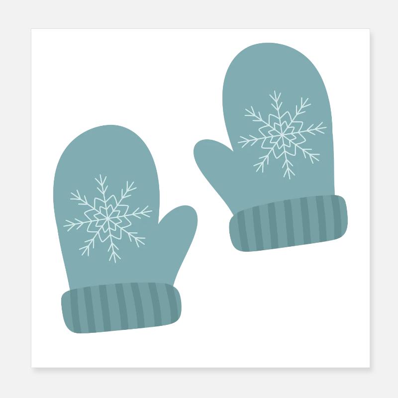 Mitaines d’hiver Snowflake Design Poster 20 x 20 cm