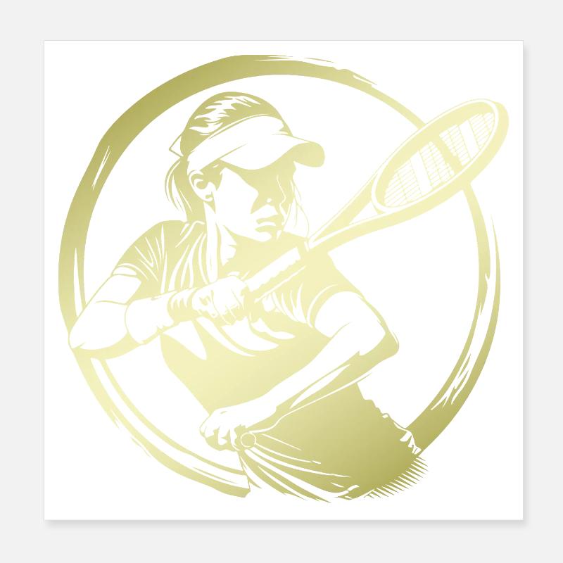 Tennis Player Silhouette Poster 8" x 8" (20x20 cm)