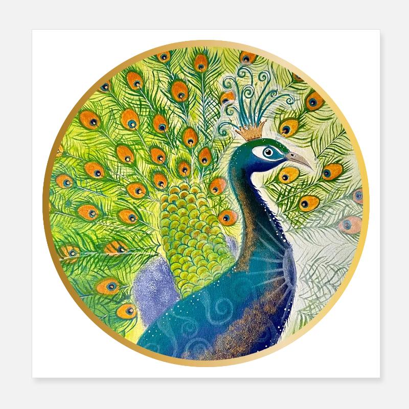 Prächtiger Pfau mit Krone Poster 20x20 cm