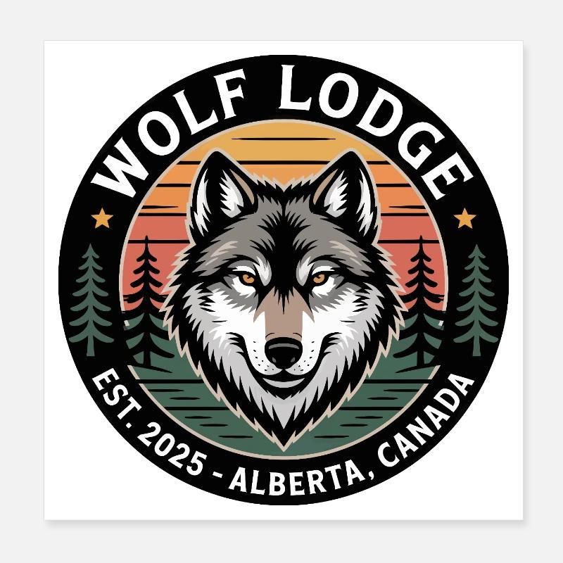 Emblème de Wolf Lodge Alberta Poster 20 x 20 cm