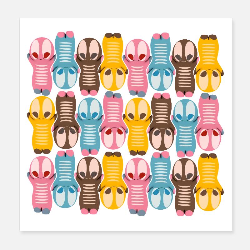 Motif de figure kawaii mignon avec des couleurs colorées Poster 20 x 20 cm