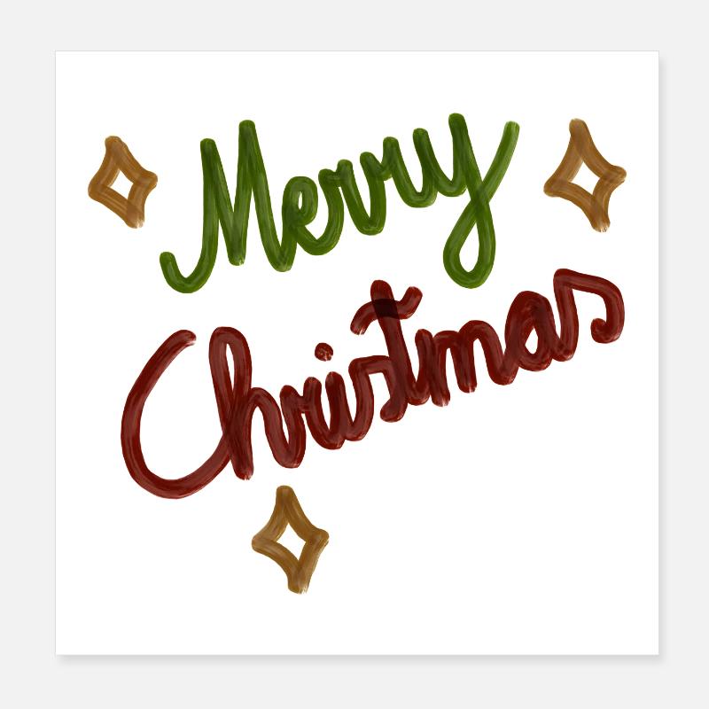Festive Merry Christmas Handlettering Poster 8" x 8" (20x20 cm)