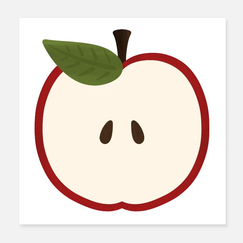 Apfel Halb Illustration Poster 20x20 cm