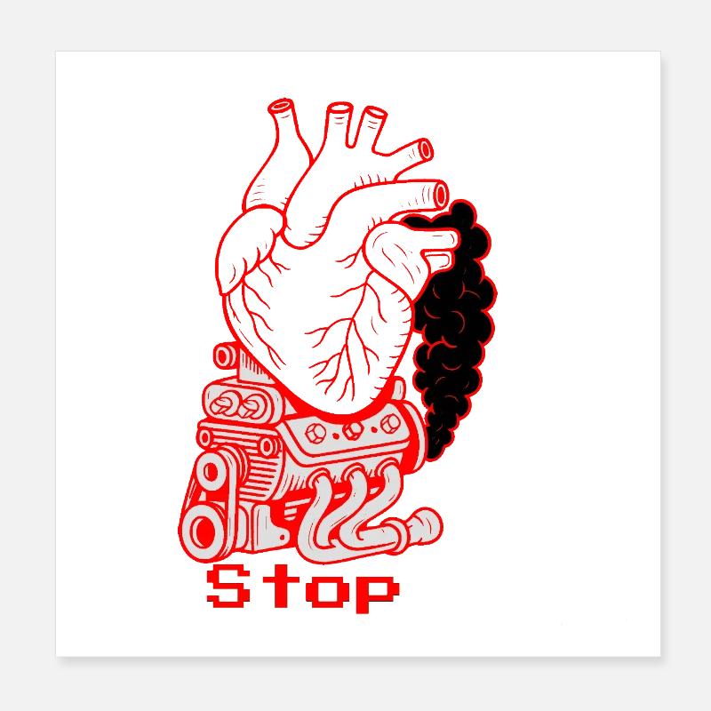 Message de circulation Crise cardiaque Poster 20 x 20 cm