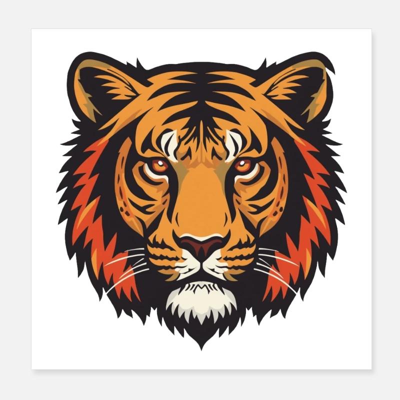 Impression expressive de tête de tigre Poster 20 x 20 cm