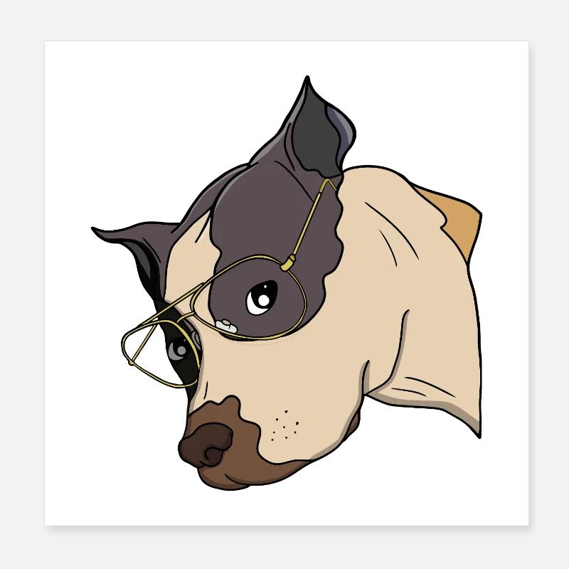 Chien élégant avec des lunettes dorées Poster 20 x 20 cm