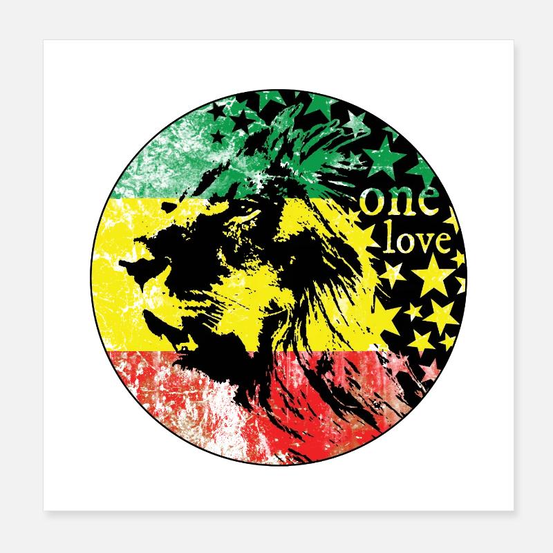 LionLiebe Rastas Reggae Design Poster 20 x 20 cm