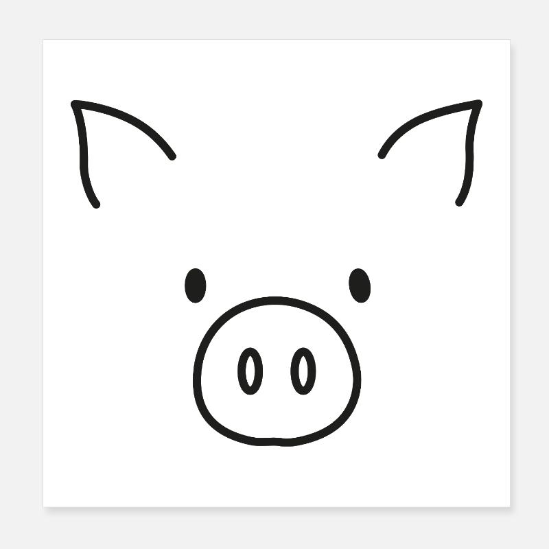 Cute Pig as a Sketch – Minimalist Motif Poster 8" x 8" (20x20 cm)