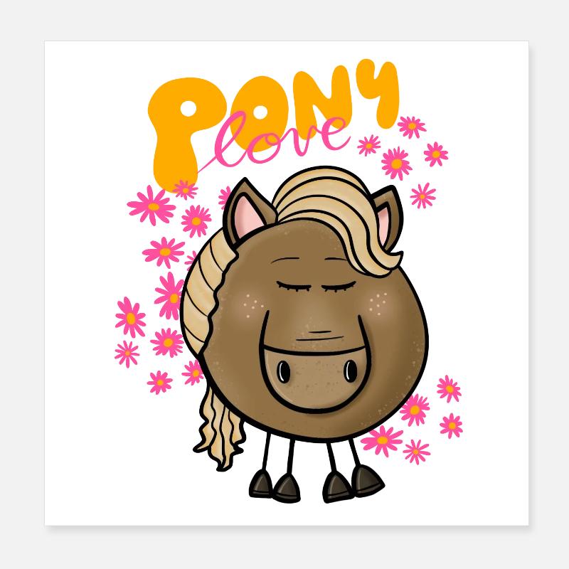 Pony Liebe - Poster 20x20 cm - Weiß