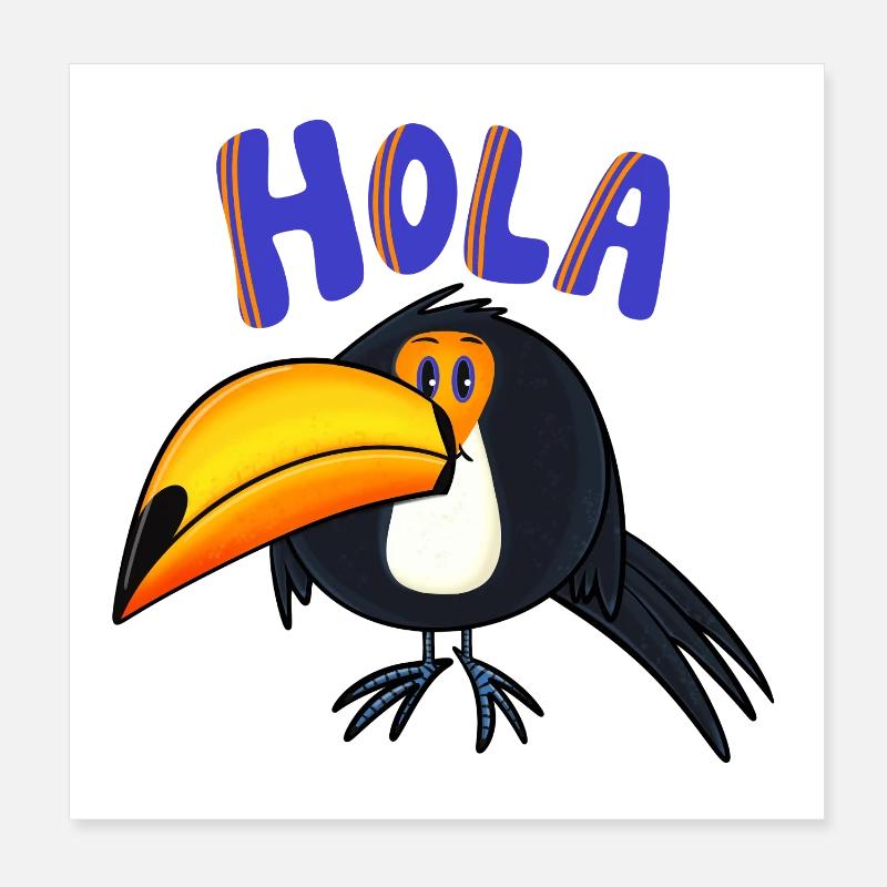 Hola Tukan - Poster 20x20 cm - Weiß