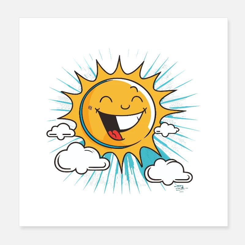 Smiling sun with cloud burst Poster 8" x 8" (20x20 cm)