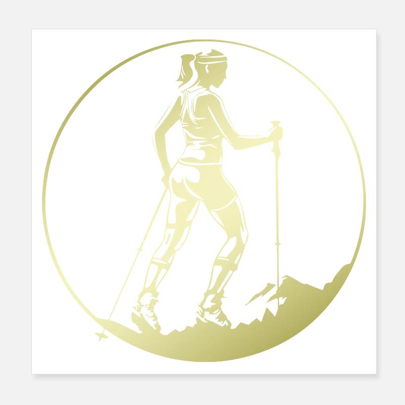 Nordic Walking Silhouette Poster 8" x 8" (20x20 cm)