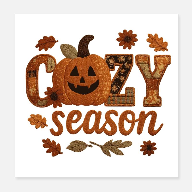 Gemütliches Kürbis-Patchwork Poster 20x20 cm