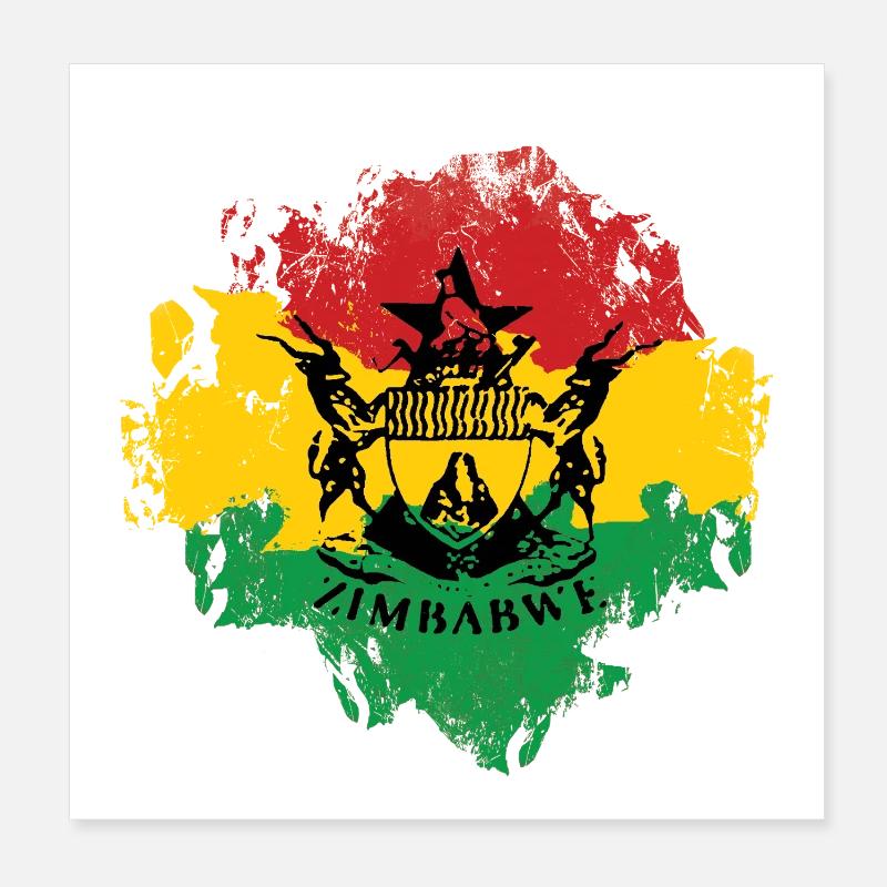 Drapeau reggae emblème du Zimbabwe Poster 20 x 20 cm
