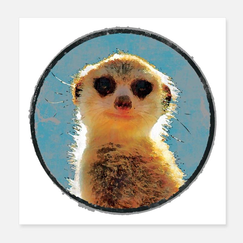 Kleines Erdmännchen im Kreis Wasserfarben Poster 20x20 cm