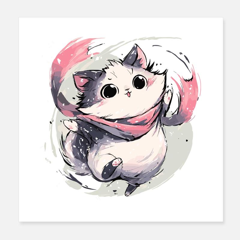 Cuddly kitten with pink scarf Poster 8" x 8" (20x20 cm)