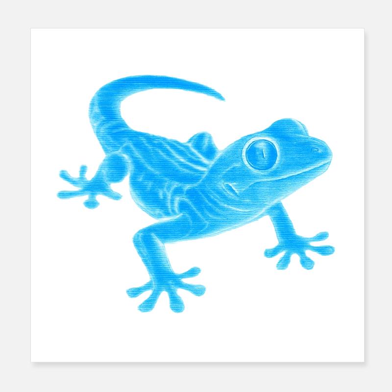 Blauer Gecko Silhouette Muster Poster 20x20 cm