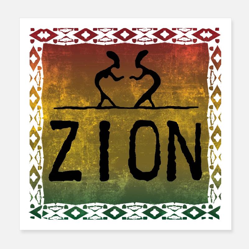Silhouette de Zion Dance aux couleurs reggae Poster 20 x 20 cm