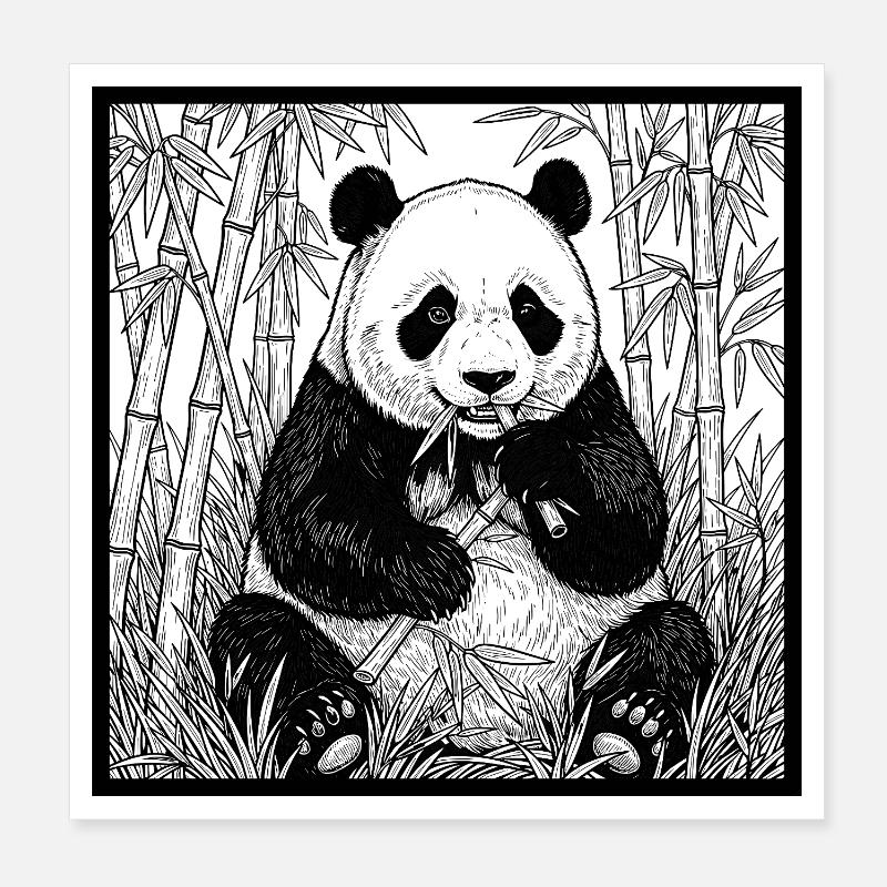 Panda in the bamboo forest Poster 8" x 8" (20x20 cm)