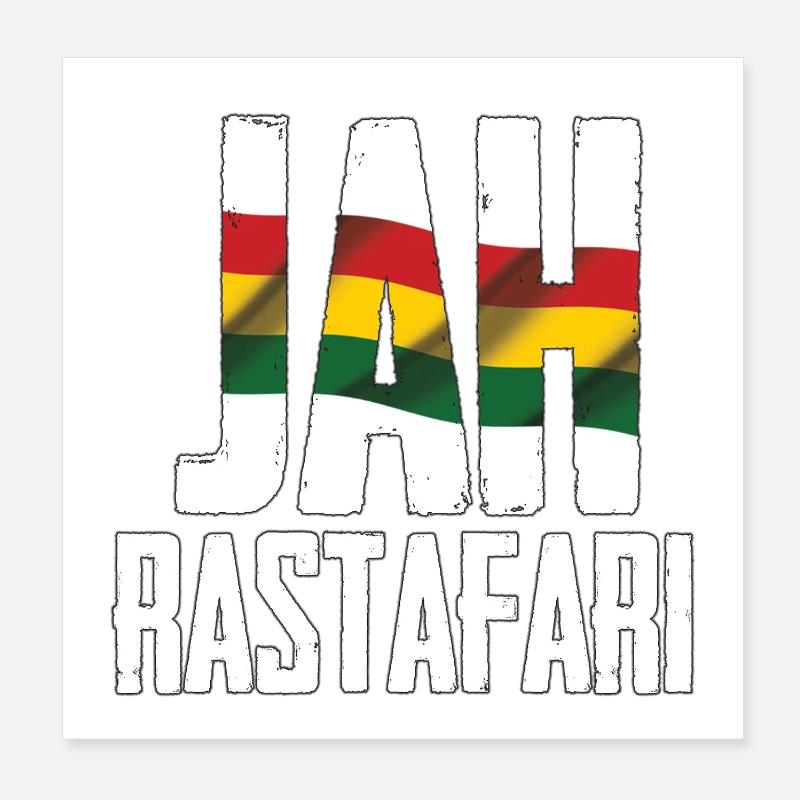 Lettrage Jah Rastafari aux couleurs du drapeau Poster 20 x 20 cm