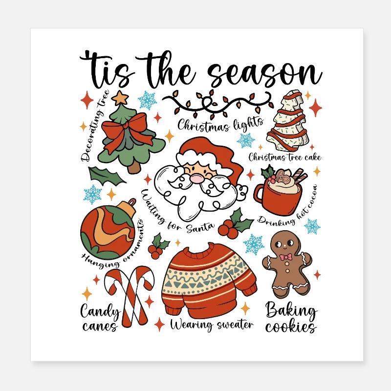Cozy Christmas Doodle Parade Poster 8" x 8" (20x20 cm)