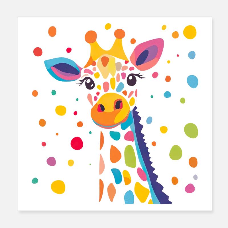 Royal Giraffe Color Confetti Poster 8" x 8" (20x20 cm)