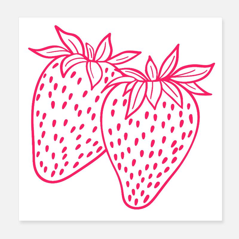 Erdbeere neon Poster 20x20 cm