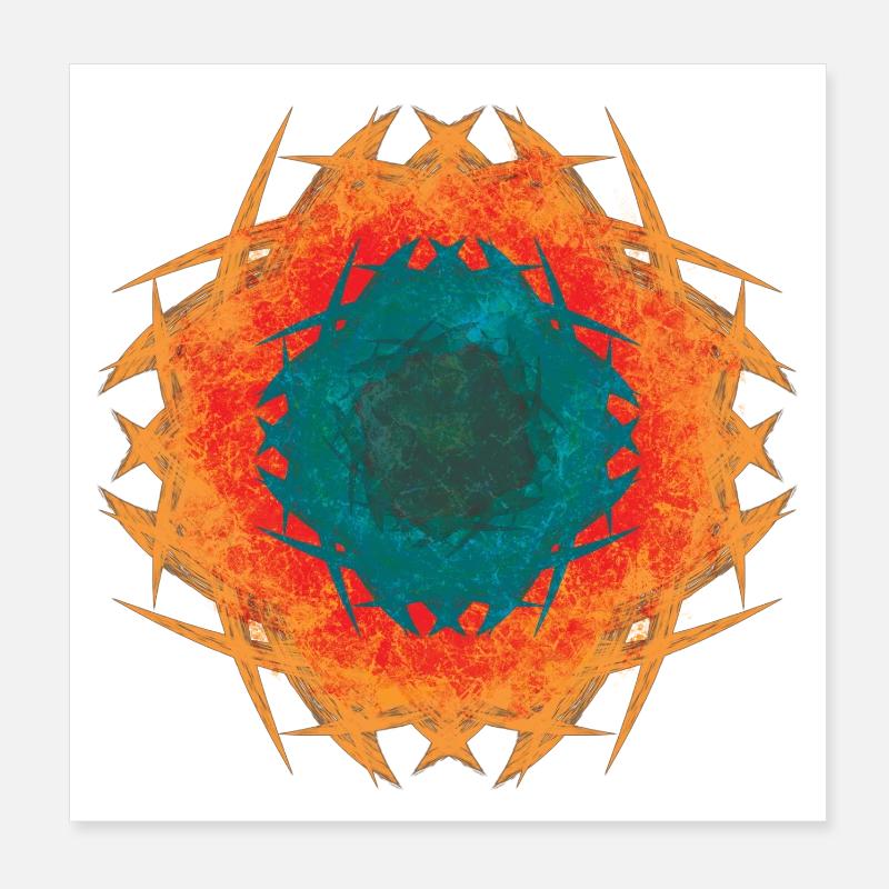 Kaléidoscope Mandala de Feu Poster 20 x 20 cm
