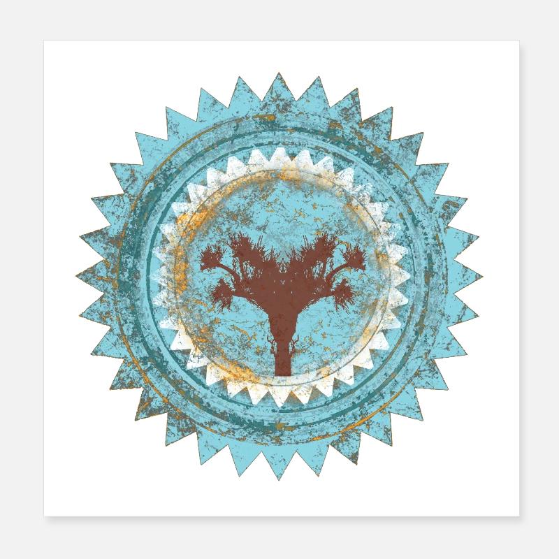 Distressed Baum Siegel Blau Mallorca Poster 20x20 cm