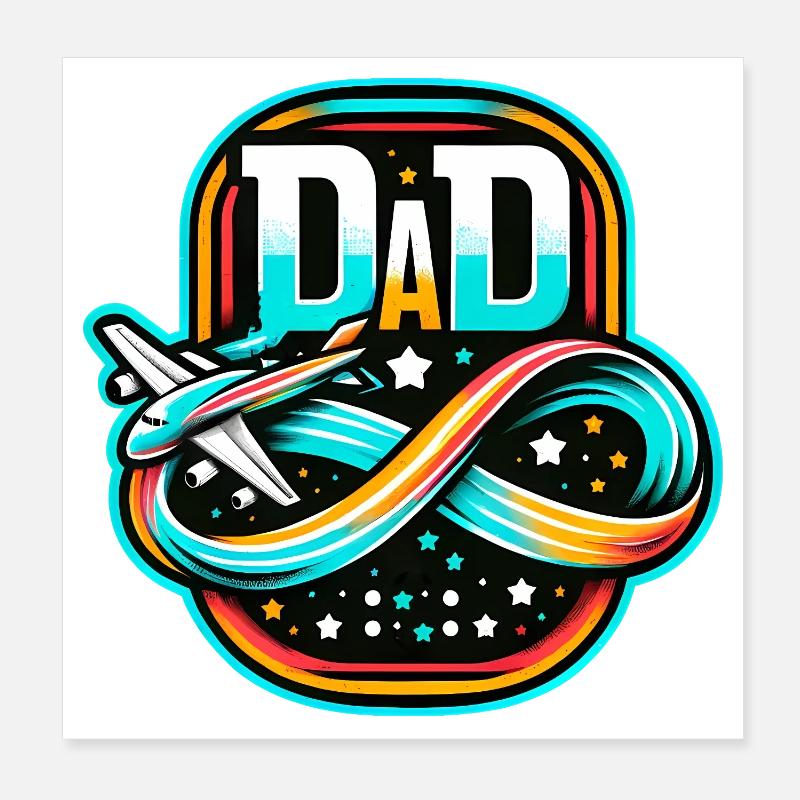 Dad Flight Emblem, Pilot Father  Poster 8" x 8" (20x20 cm)