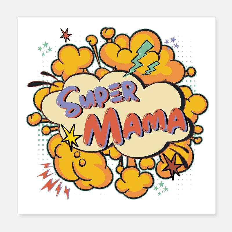 Super Mama Comic Explosion Poster 20x20 cm