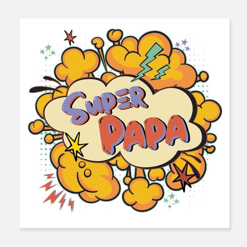 Super papa Comic Explosion Poster 20 x 20 cm