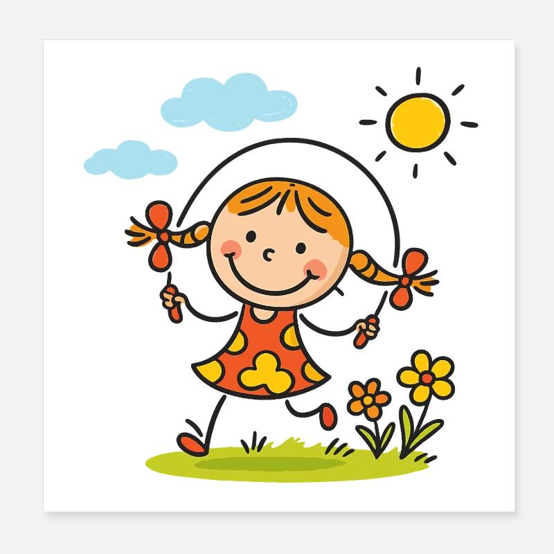 Sunny Skip Gartenmädchen Poster 20x20 cm