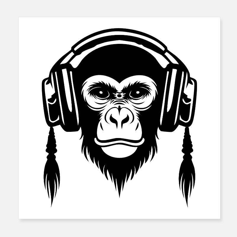 Motionless Monkey Head Calm Beat Edition Shirt Poster 8" x 8" (20x20 cm)