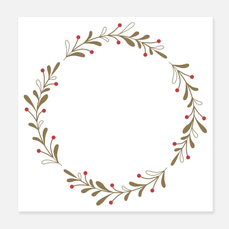 Winterlicher Kranz mit roten Beeren Poster 20x20 cm