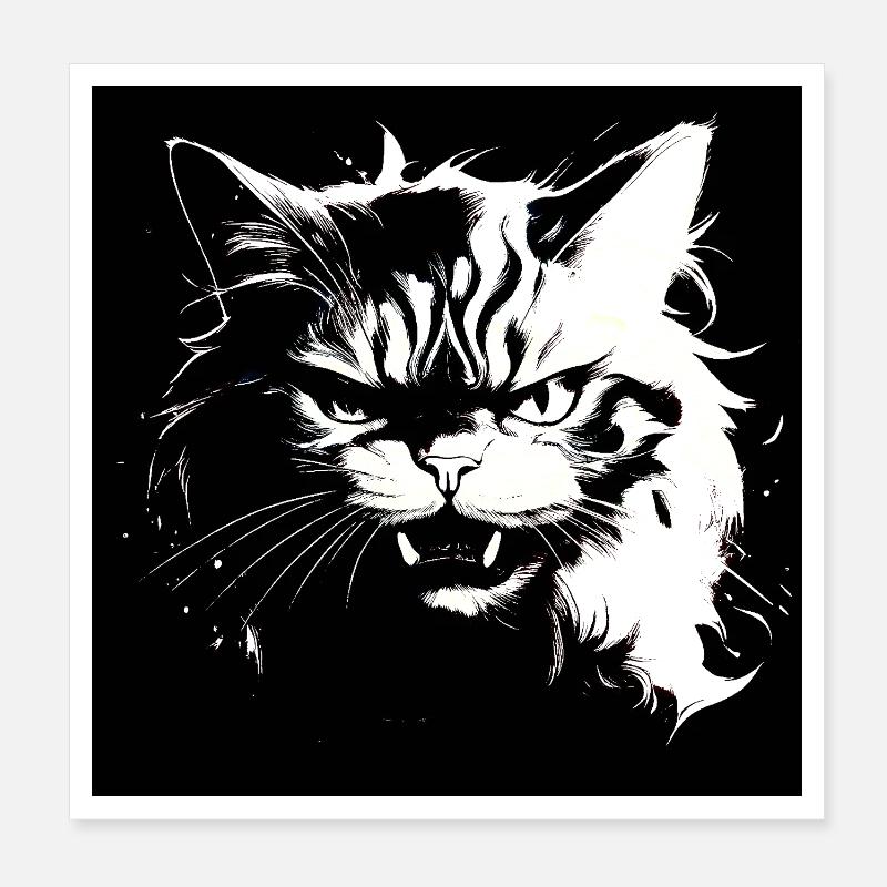 Chat en colère Poster 20 x 20 cm