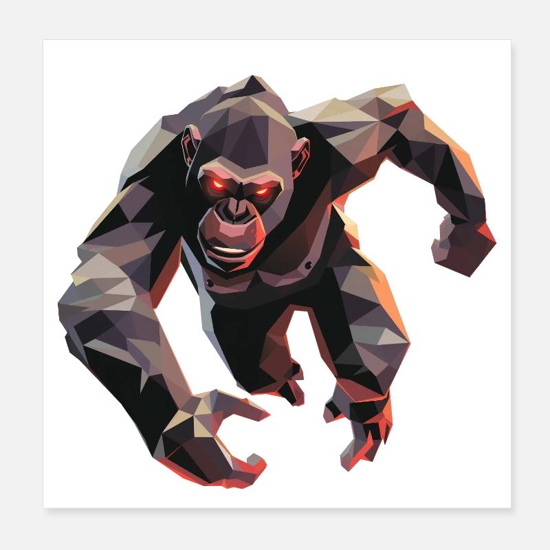 Gorille dans le style low poly - Poster 20 x 20 cm - blanc