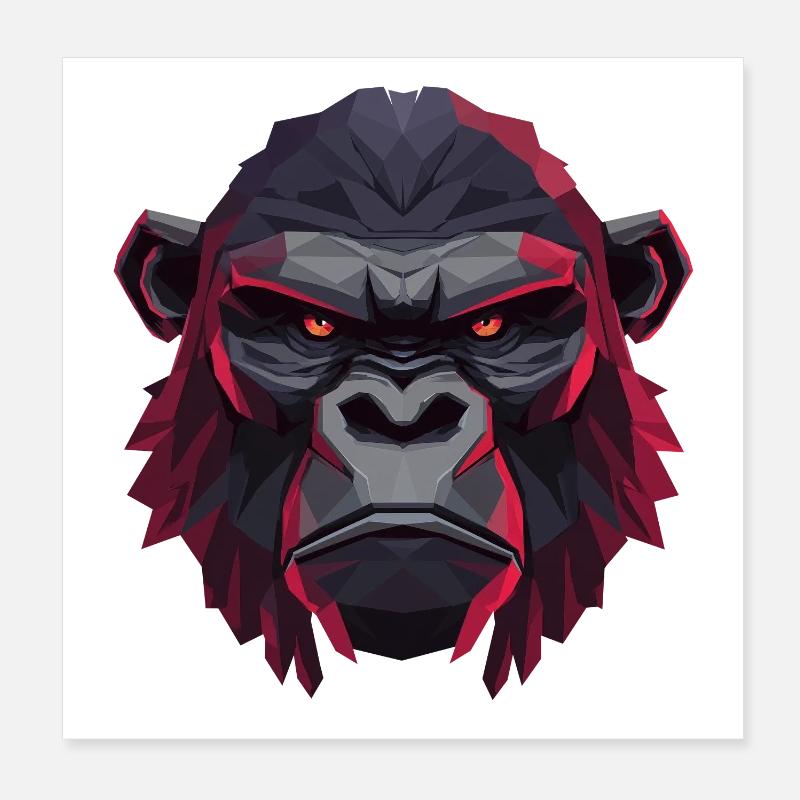 Geometrischer Gorillakopf Poster 20x20 cm
