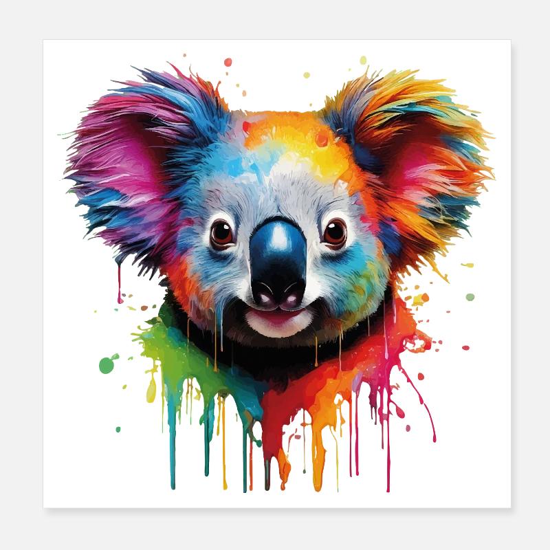 Regenbogen Koala Aquarell Poster 20x20 cm