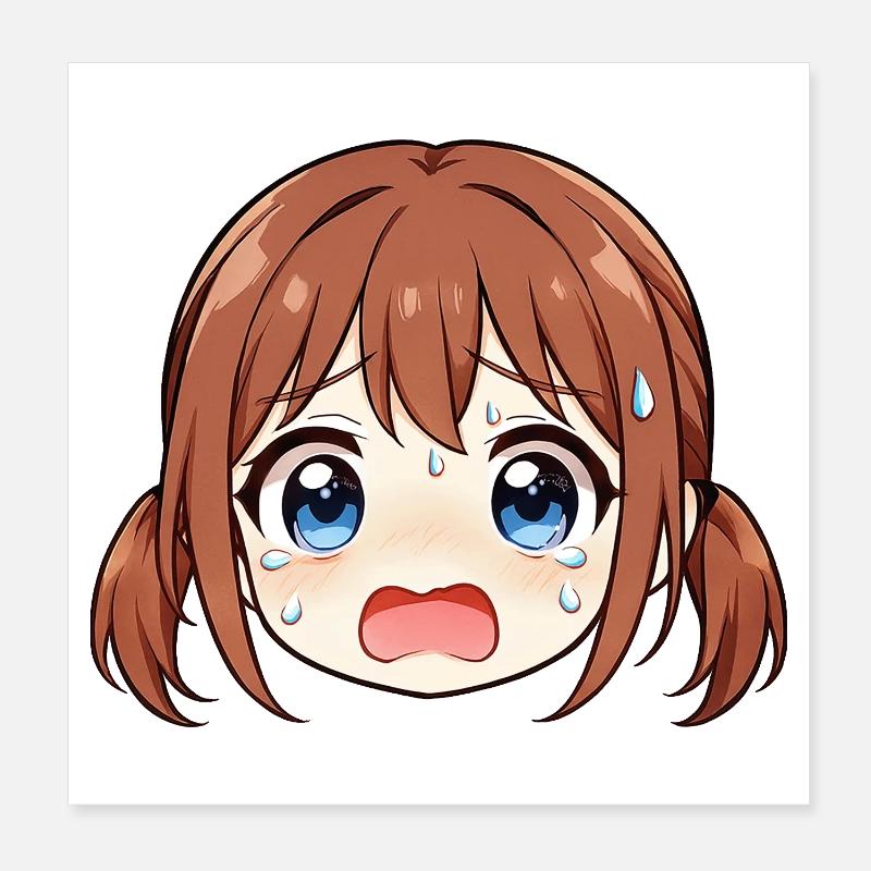 Weinendes Manga-Gesicht Poster 20x20 cm