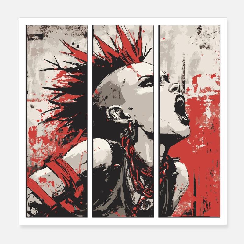 Punkrock Mädchen Poster 20x20 cm