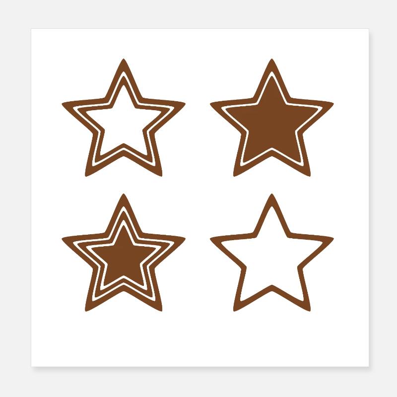 Brown Star Cookies with White Icing Poster 8" x 8" (20x20 cm)