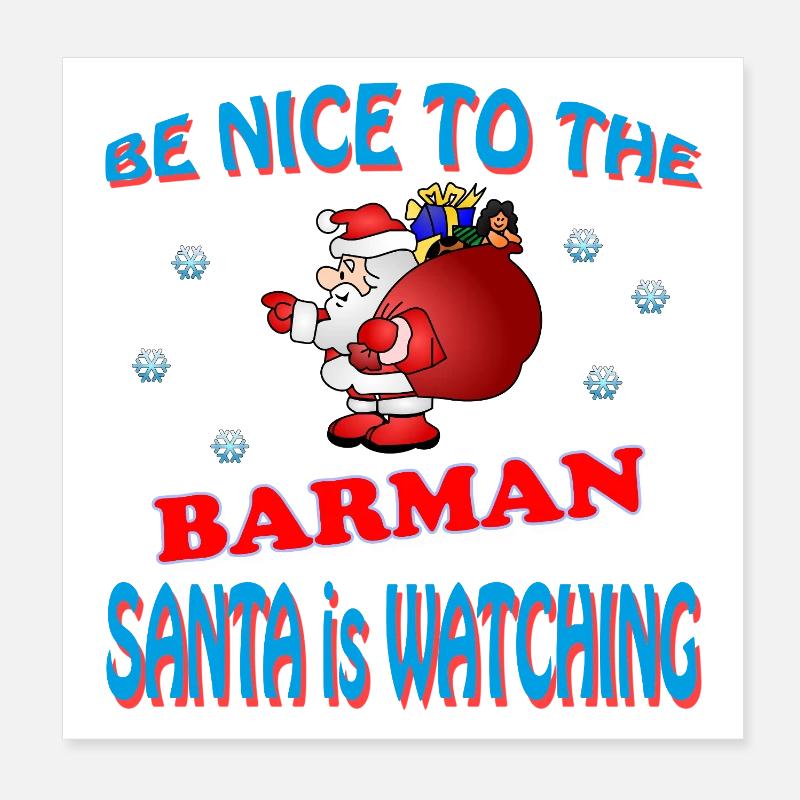 SANTA BARMAN Poster 8" x 8" (20x20 cm)