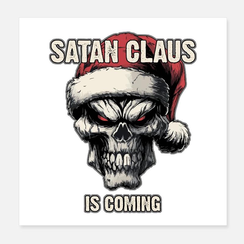 Skull with Santa hat Poster 8" x 8" (20x20 cm)
