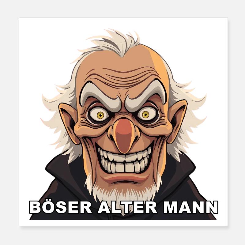 Angry Old Man Caricature Poster 8" x 8" (20x20 cm)