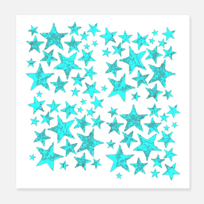 Türkis Sterne Muster Poster 20x20 cm